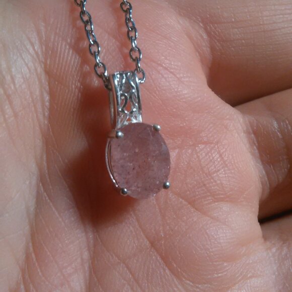 Cherry Tanzurine Sterling Silver Pendant Stainless Steel Necklace - Picture 2 of 12